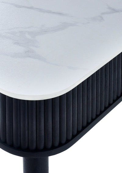 Louis Fluted Stone Top Dining Table With Drawers - Black – Julian Bowen, view 6