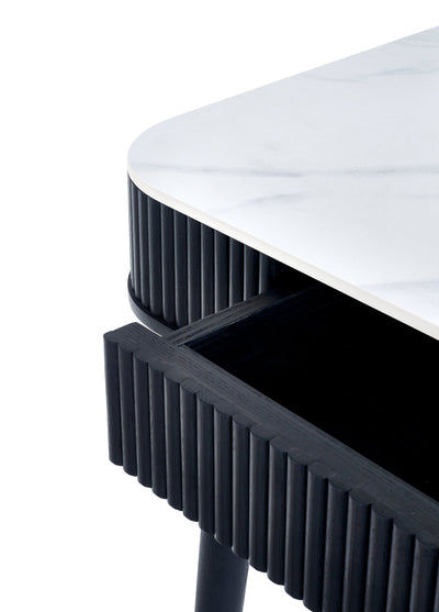 Louis Fluted Stone Top Dining Table With Drawers - Black – Julian Bowen, view 7