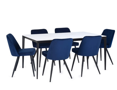 Miami Rectangular Stone Top Dining Table - White Marble – Julian Bowen, view 3