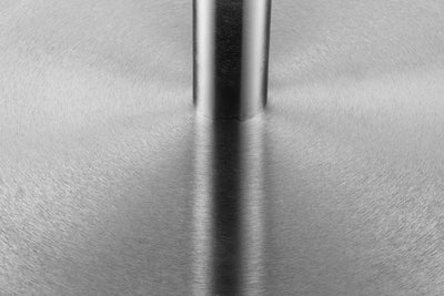 Milan Round Glass Brushed Steel Pedestal Table – Julian Bowen, view 2