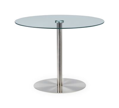 Milan Round Glass Brushed Steel Pedestal Table – Julian Bowen