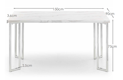 Positano Marble & Chrome Dining Table – Julian Bowen, view 3