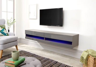 Galicia 150Cm Wall TV Unit With Led Grey – GFW, view 4