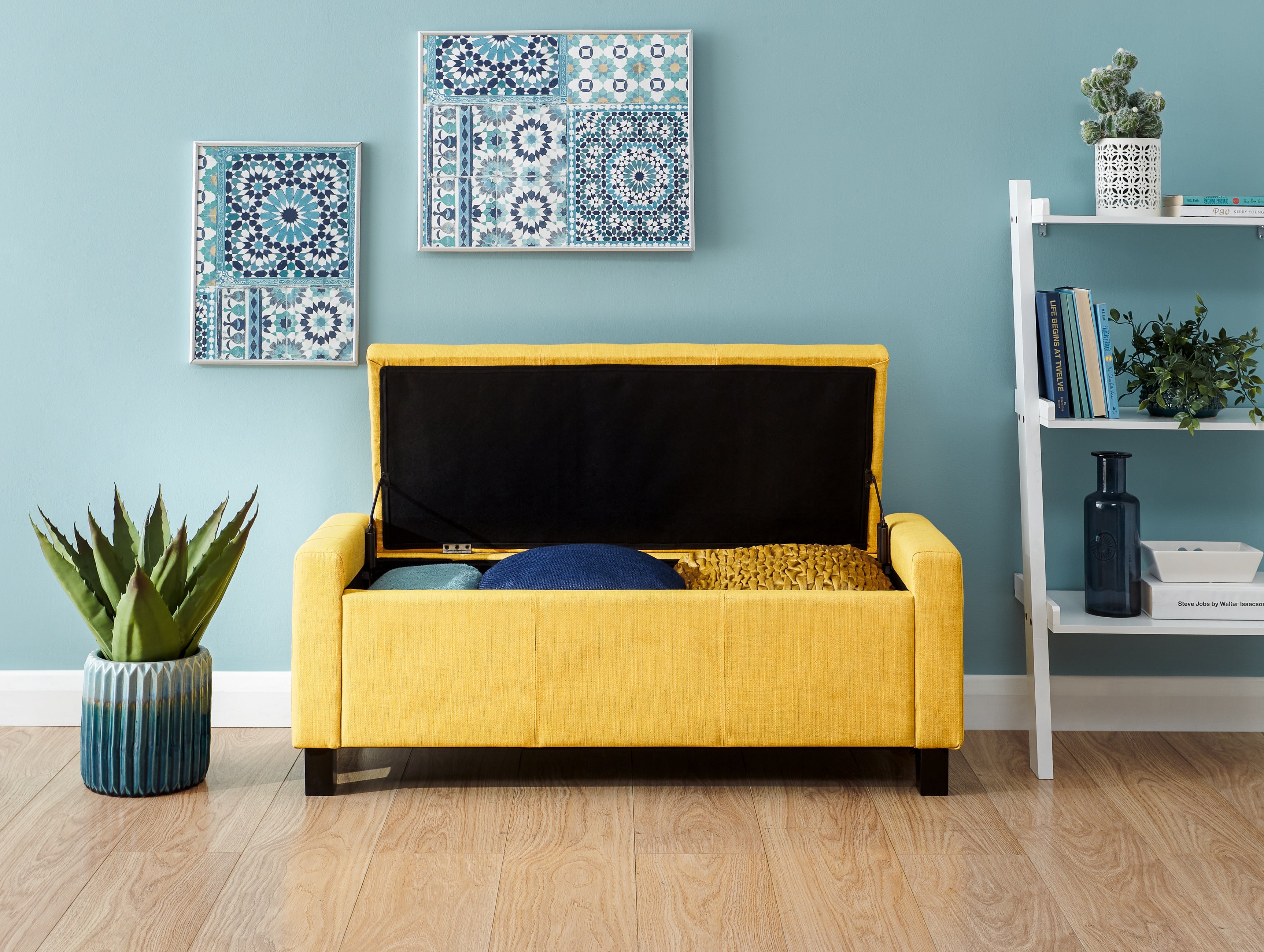 Verona Ottoman Bench Mustard Fabric – GFW, view 4