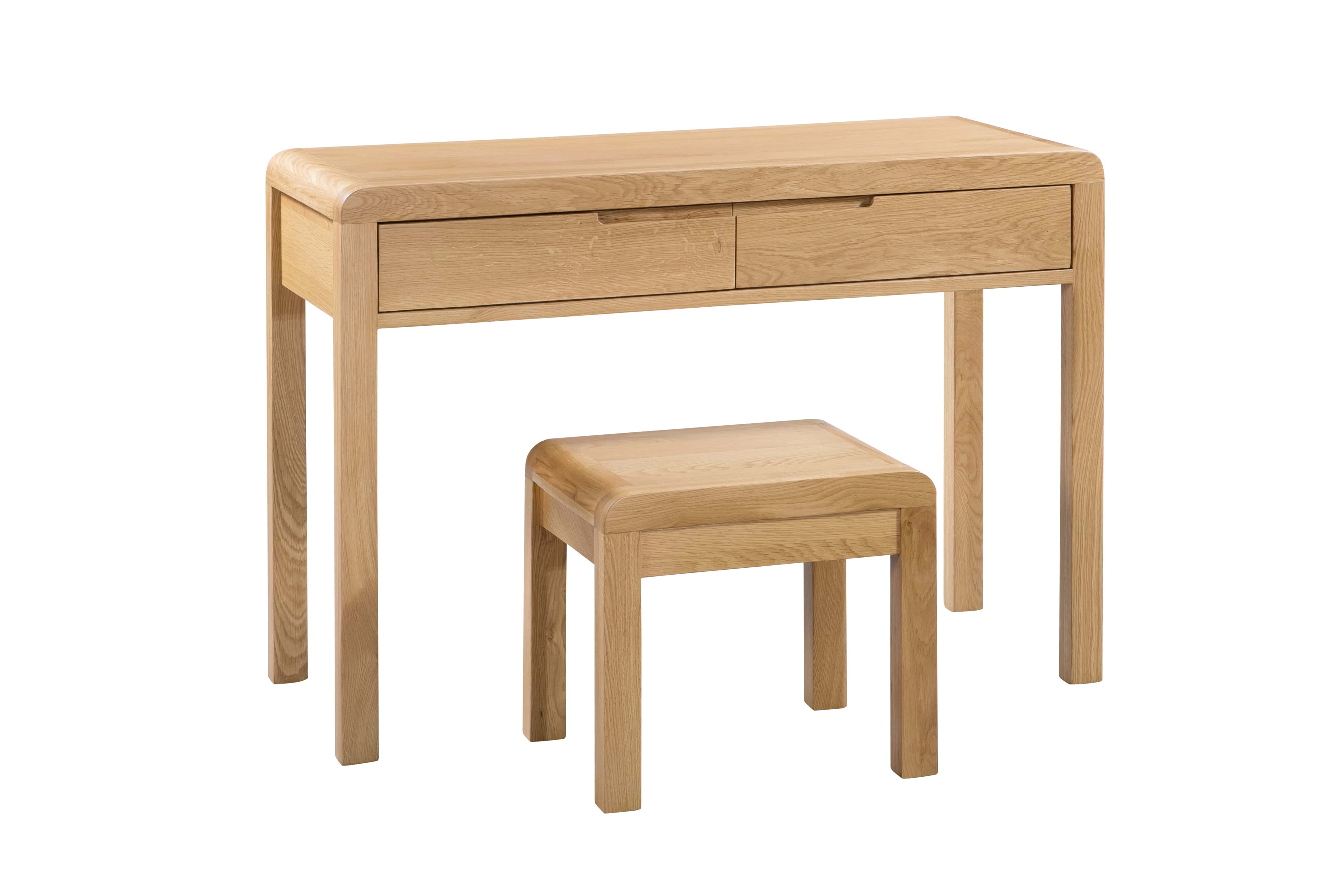 Curve Oak 2 Drawer Dressing Table & Stool – Julian Bowen