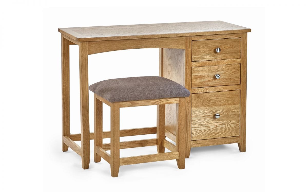 Mallory Single Pedestal Dressing Table + Stool Set – Julian Bowen
