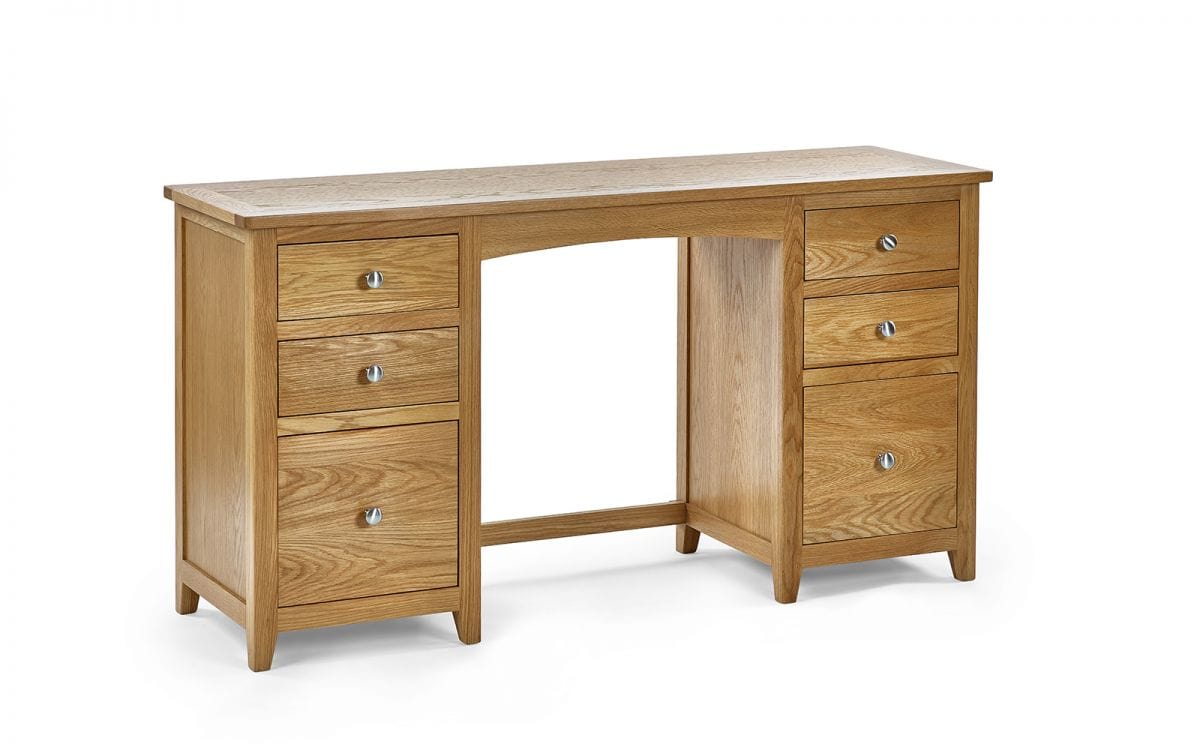 Mallory Twin Pedestal Dressing Table + Stool Set – Julian Bowen, view 2