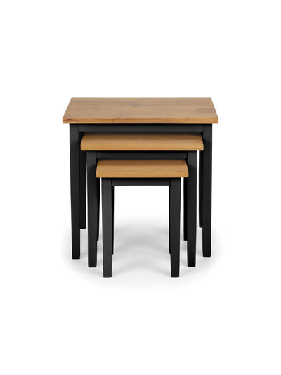 Cleo 2 Tone Black and Oak Nest of Tables – Julian Bowen, view 3
