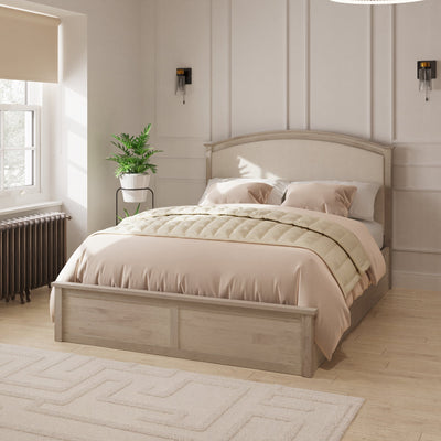 Madrid Ottoman Bed Limed Oak Fabric Headboard Natural – GFW, view 2
