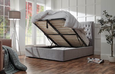 Dakota Ottoman Bed With Solid Base Platinum – GFW, view 12