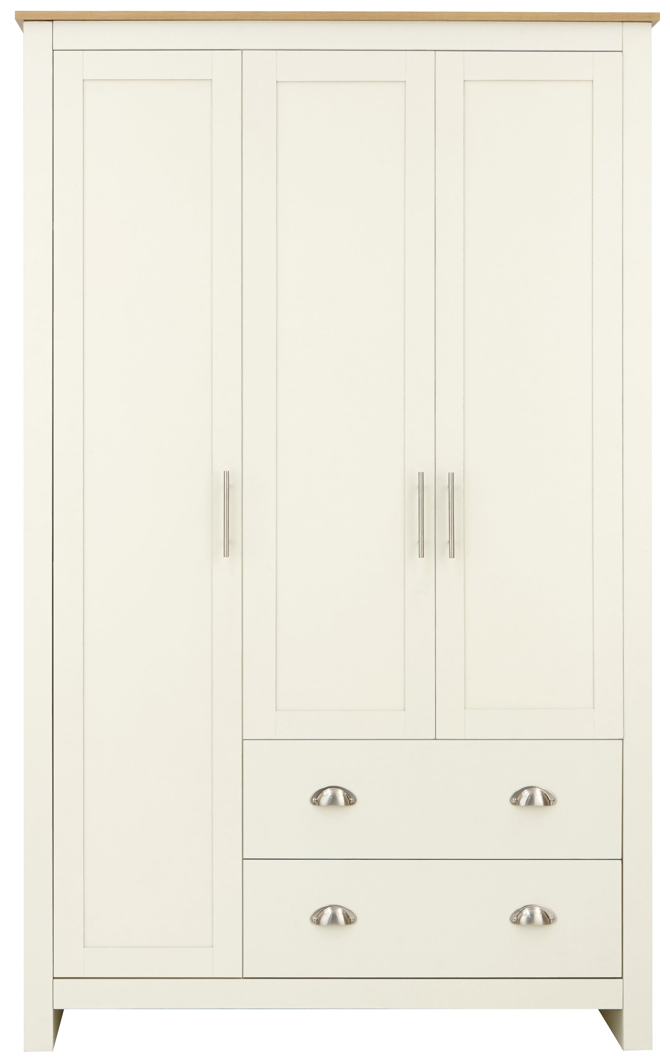 Lancaster 3 Door 2 Drawer Wardrobe Cream – GFW