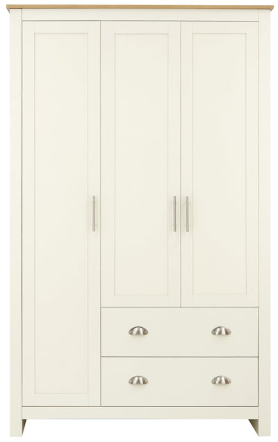 Lancaster 3 Door 2 Drawer Wardrobe Cream – GFW