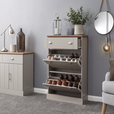 Kendal Deluxe Shoe Cabinet Grey – GFW, view 2