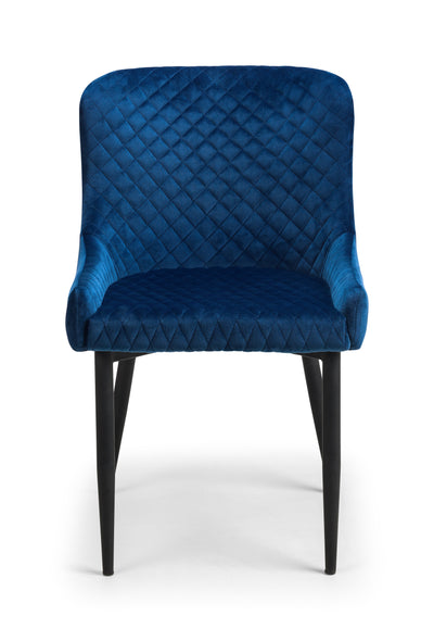 Brooklyn Oak Round Table and 4 Blue Luxe Chairs