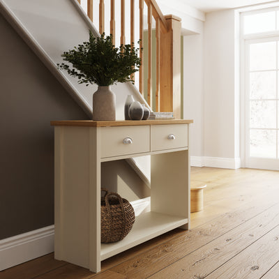 Lancaster Console Hall Table – Cream & Oak