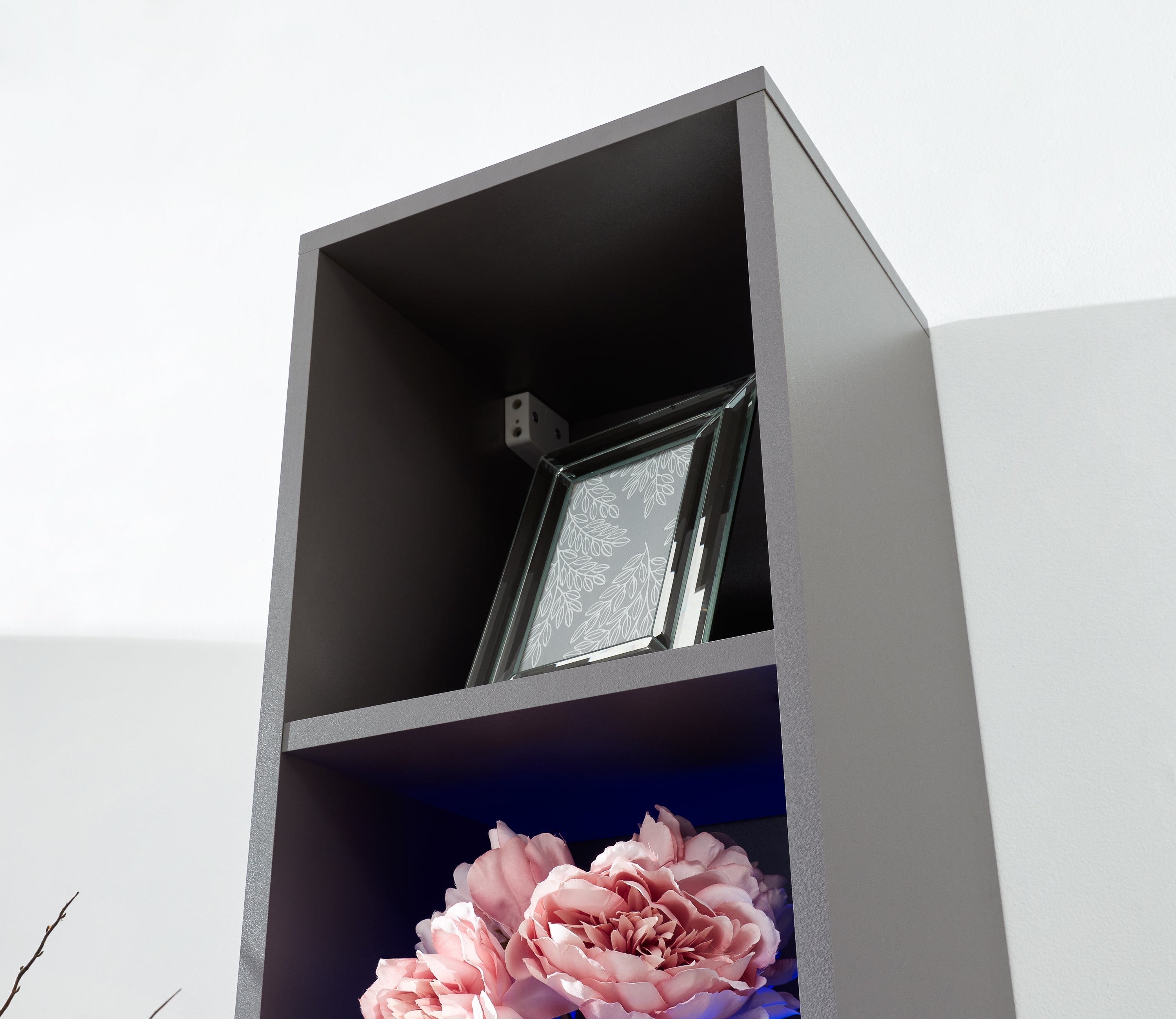 Galicia Tall Shelf Unit With Led Grey – GFW, view 8