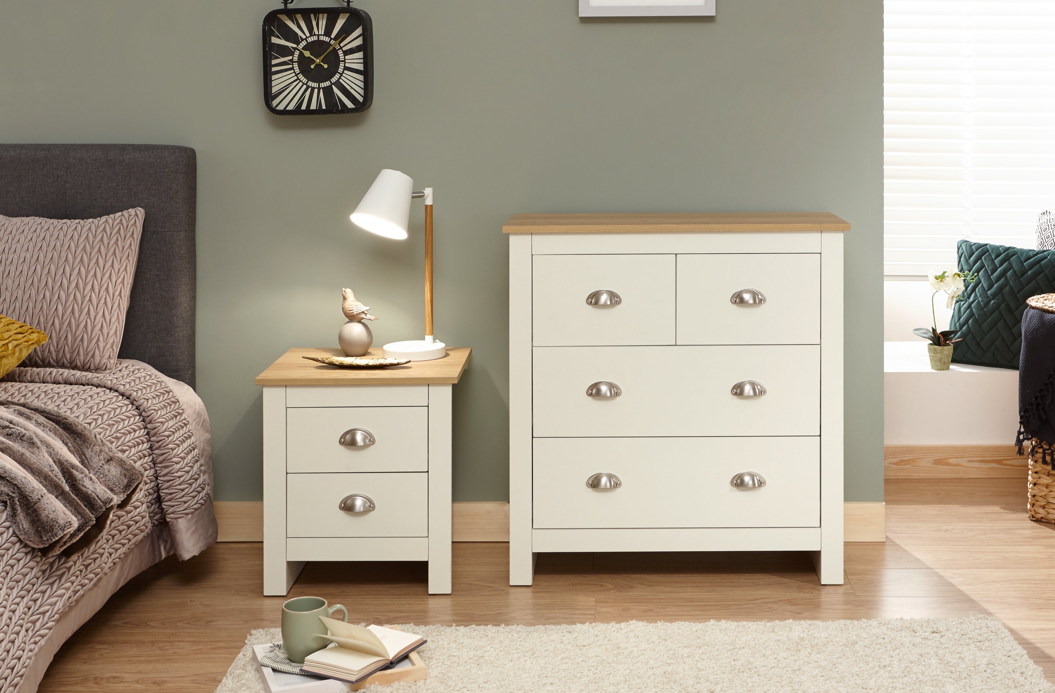 Lancaster 2+2 Drawer Chest Cream – GFW, view 3