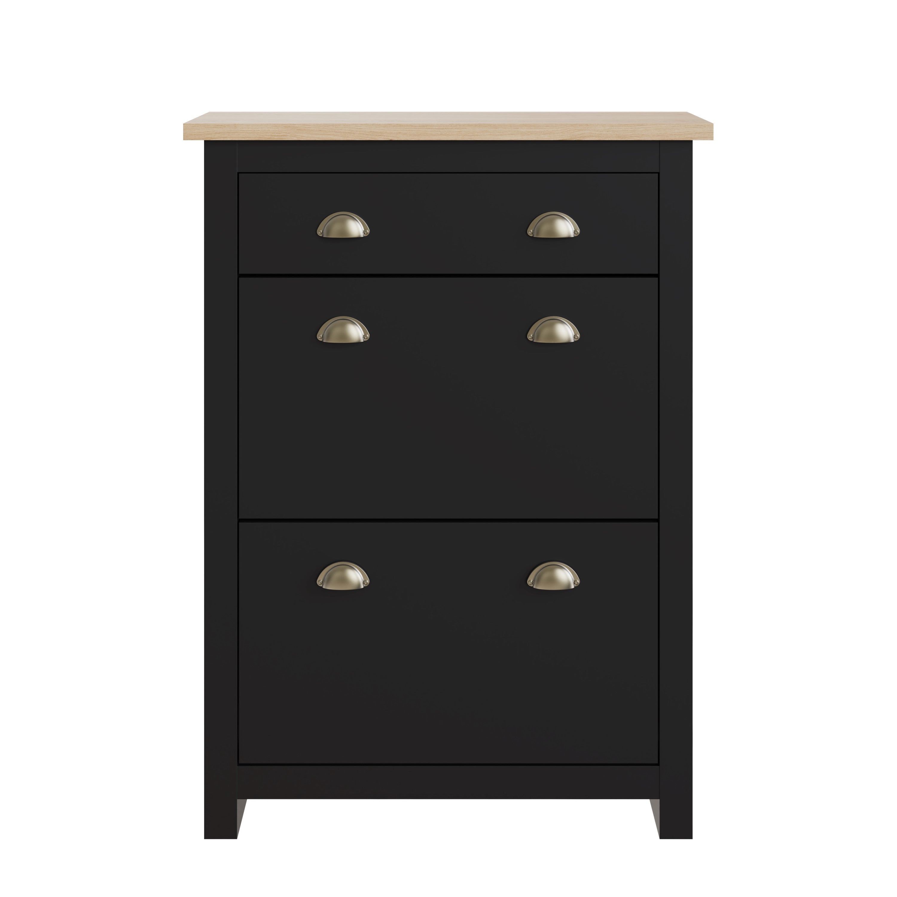 Lancaster 2Dr 1Drw Shoe Cabinet Black – GFW, view 4