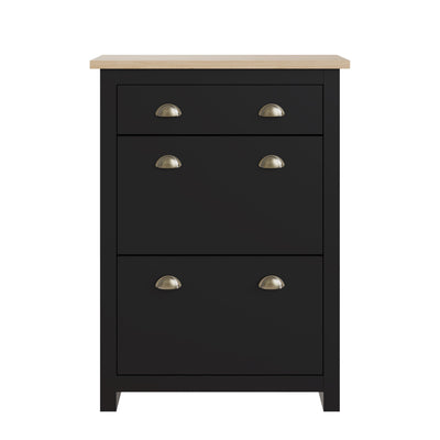 Lancaster 2Dr 1Drw Shoe Cabinet Black – GFW, view 4