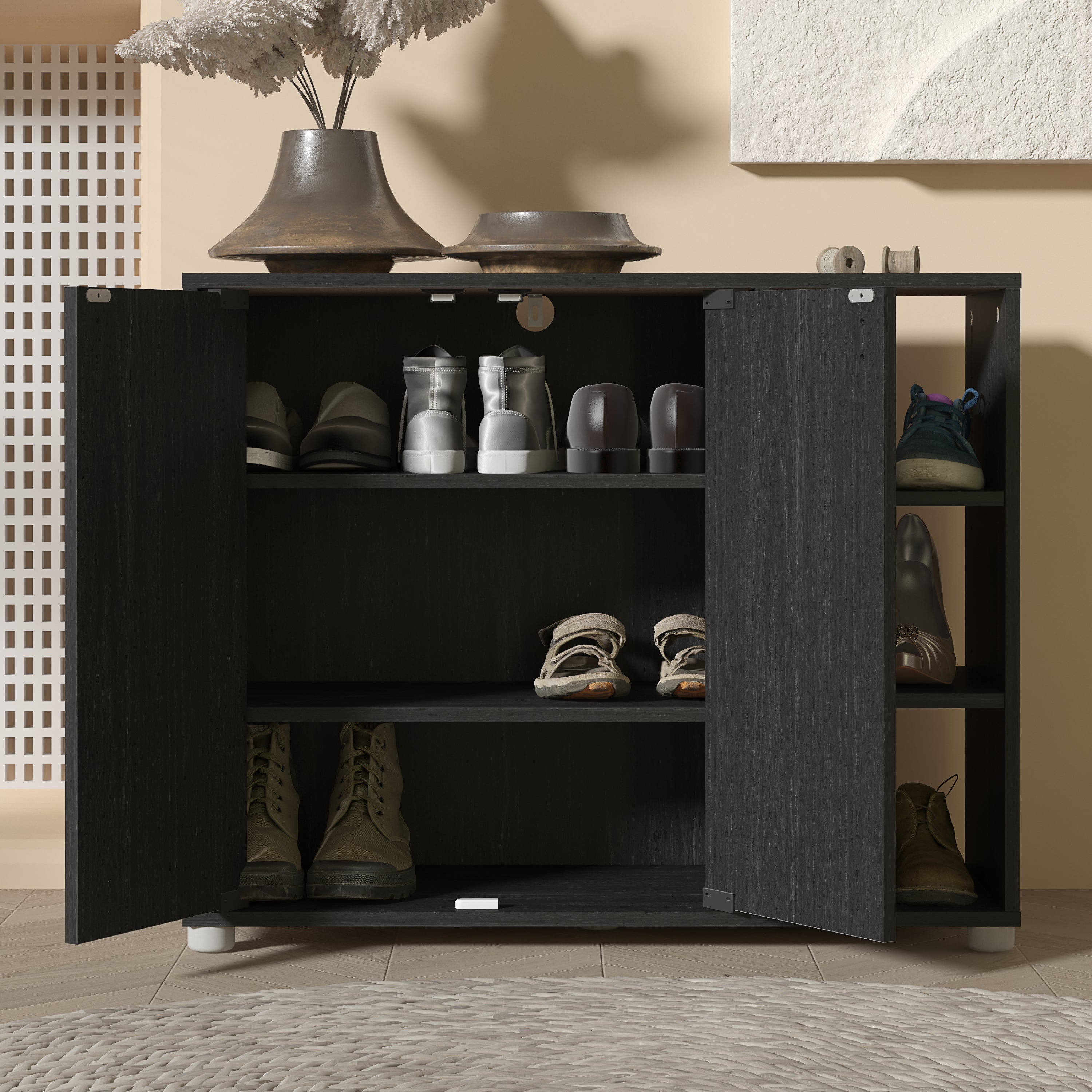 Bideford Shoe Cabinet Rustic Black Oak – GFW, view 3