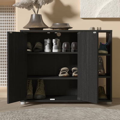 Bideford Shoe Cabinet Rustic Black Oak – GFW, view 3