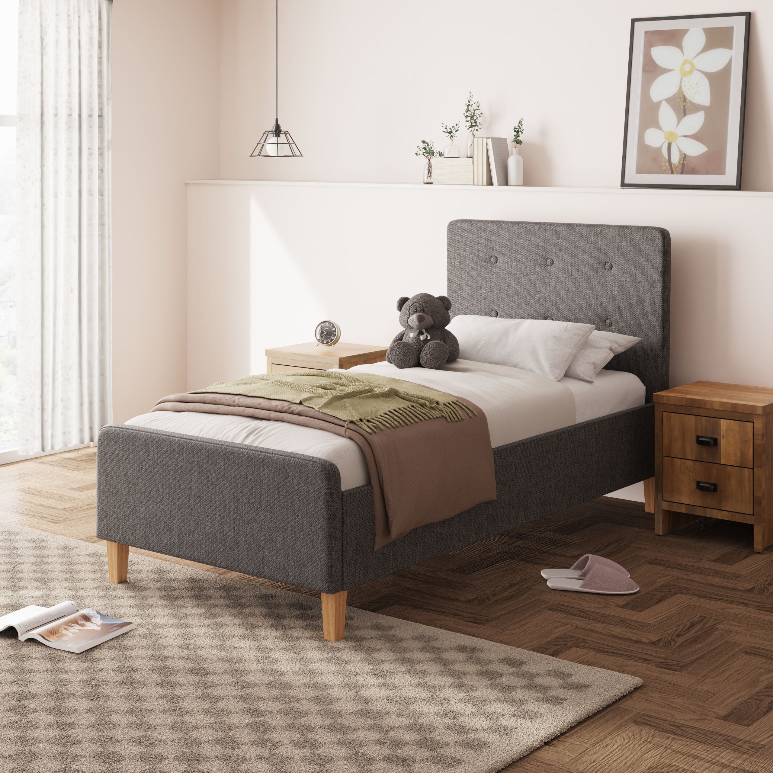 Ashbourne Ottoman Bed Dark Grey – GFW, view 2