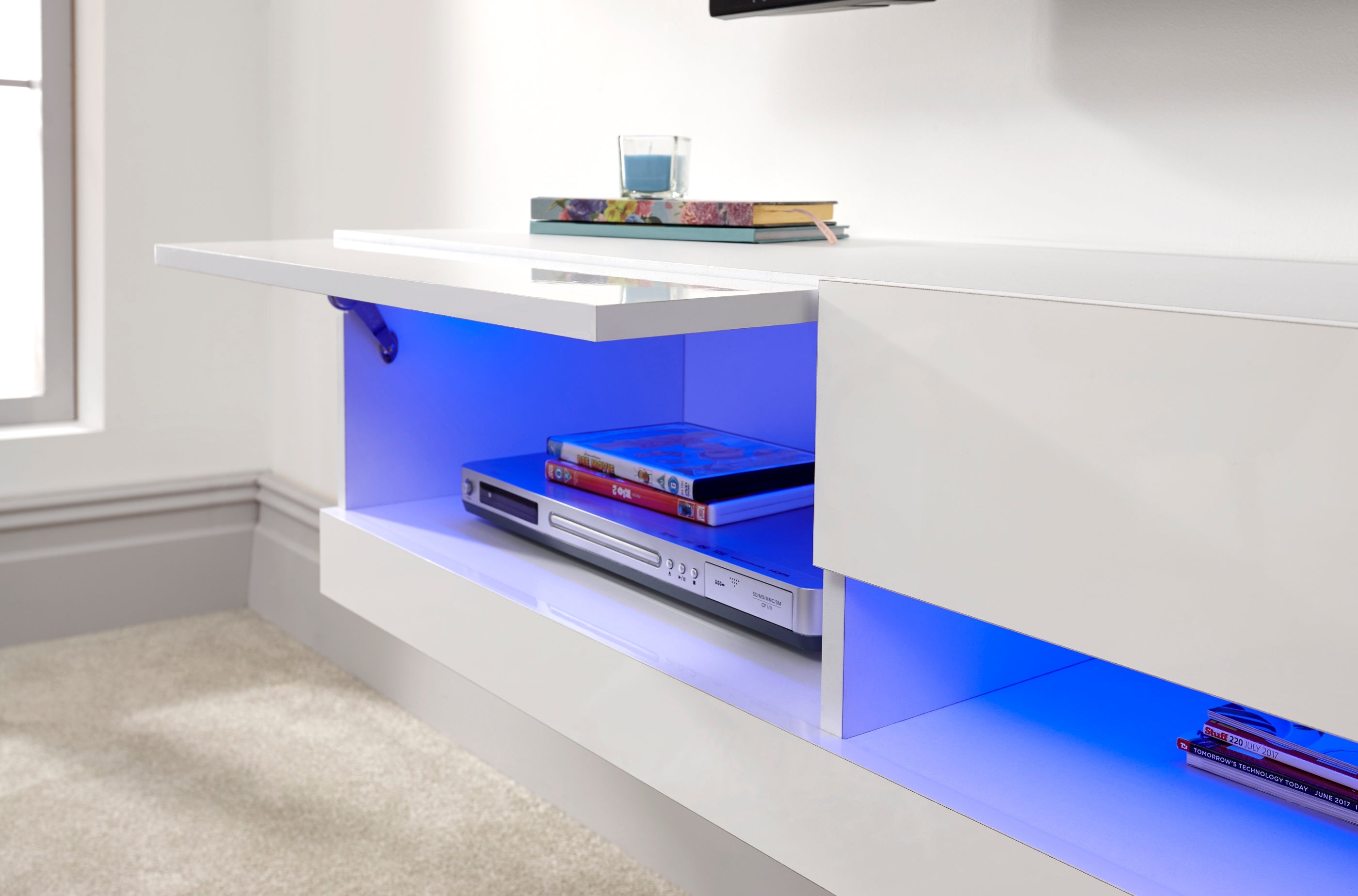 Galicia 120Cm Wall TV Unit With Led White – GFW, view 5