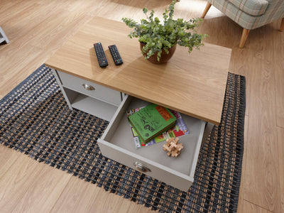 Lancaster 2 Drawer Coffee Table Grey – GFW, view 8