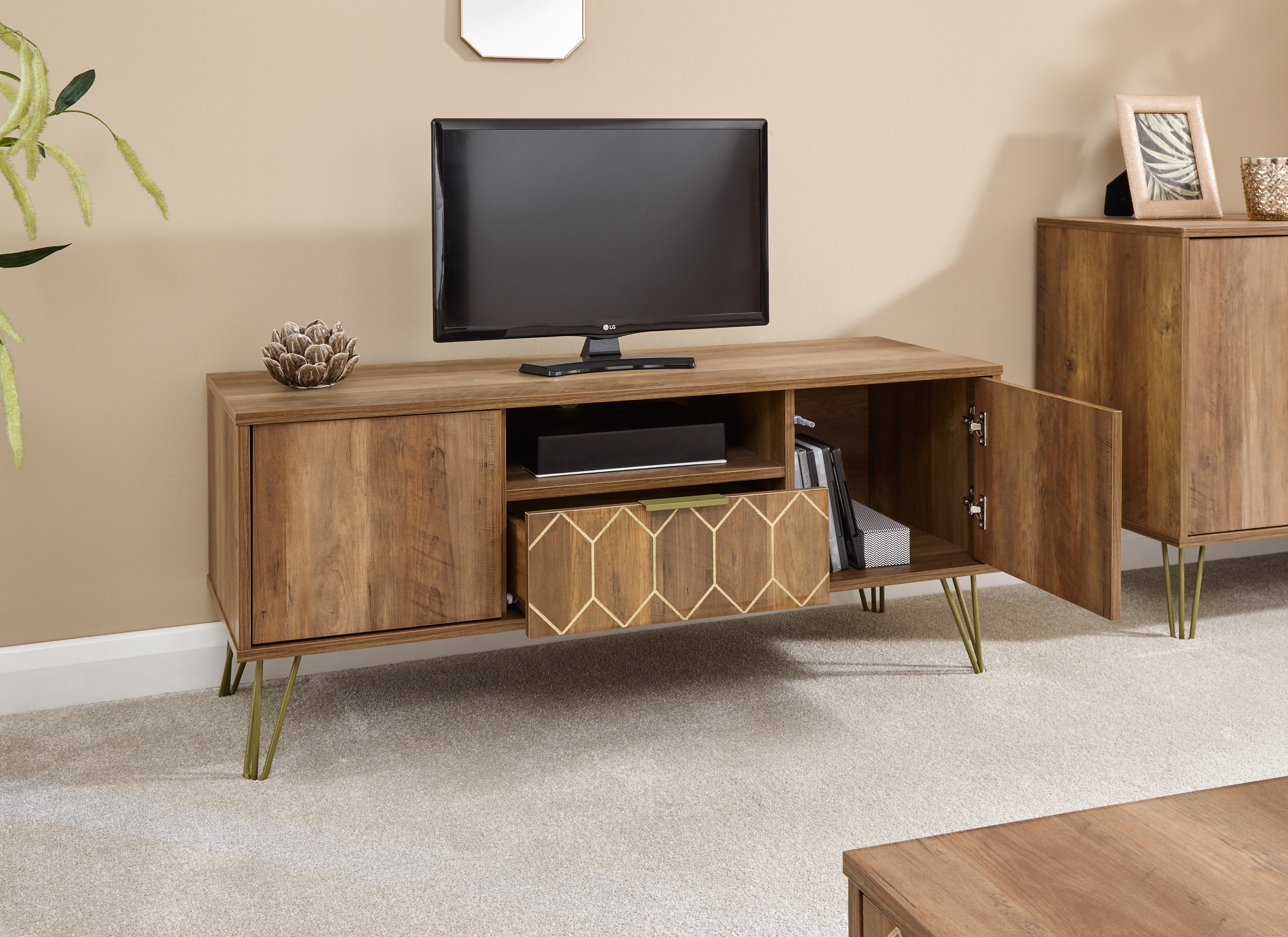 Orleans 1 Drawer TV Stand Mango – GFW, view 3