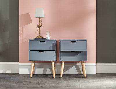 Nyborg Pair Of 2 Drawer Bedsides – Dark Grey