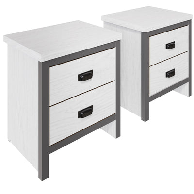 Boston 2 Drawer Bedside Table Pair White – GFW, view 5