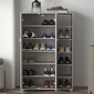 Bideford Tall Shoe Cabinet Warm Grey Oak – GFW, view 4