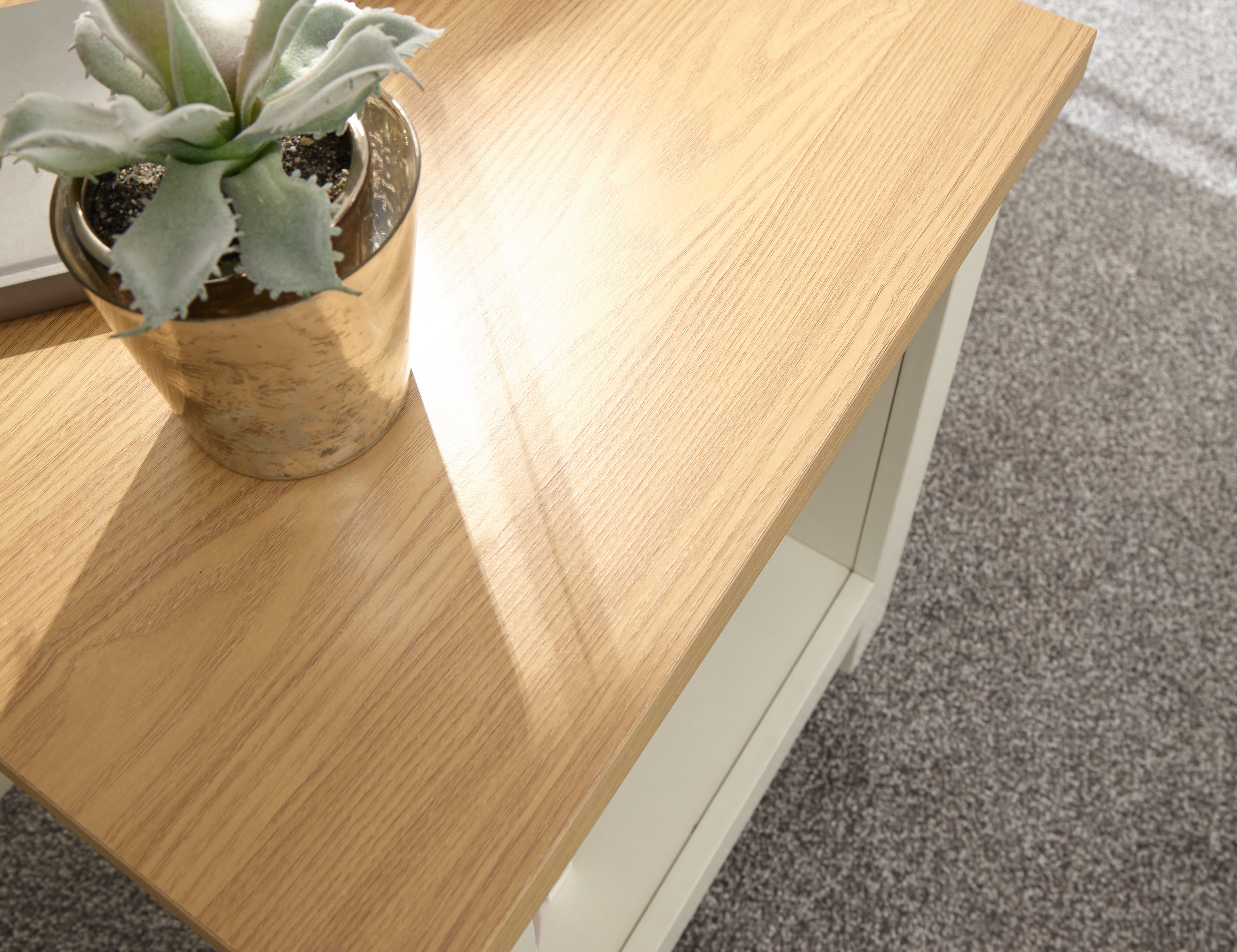 Lancaster Side Table With Shelf Cream – GFW, view 7