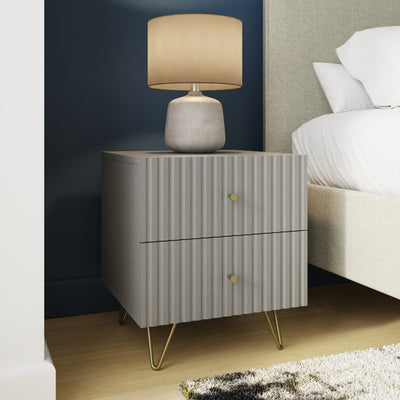 Thalia 2 Drawer Bedside Table – Grey