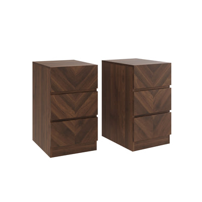 Catania 3 Drawer Bedside Table Royal Walnut - Twin Pack – GFW