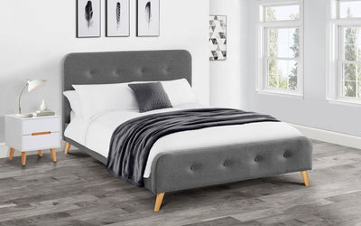 Astrid Curved Retro Buttoned Bed - Grey – Julian Bowen, view 2