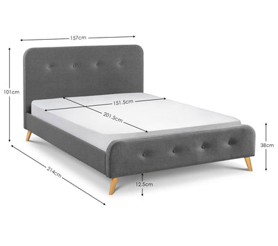 Astrid Curved Retro Buttoned Bed - Grey – Julian Bowen, view 5