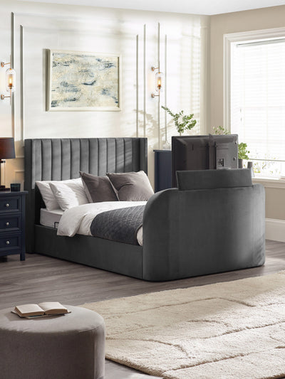 Clara Ottoman TV Bed - Dark Grey – Julian Bowen, view 2