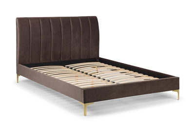 Deco Truffle Velvet & Brushed Gold Bed Frame – Julian Bowen, view 3