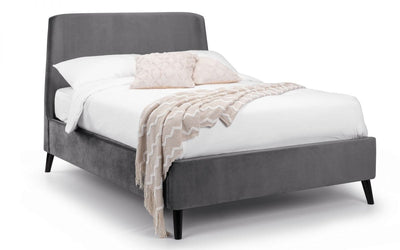 Frida Curved Velvet Bed - Grey – Julian Bowen