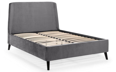 Frida Curved Velvet Bed - Grey – Julian Bowen, view 3
