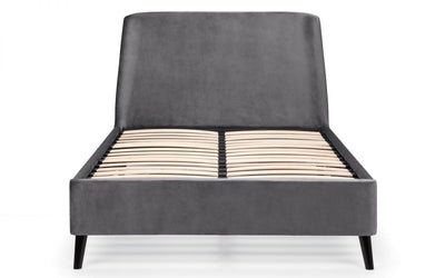 Frida Curved Velvet Bed - Grey – Julian Bowen, view 4