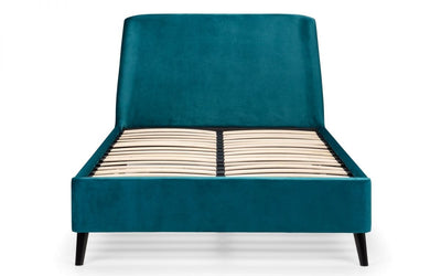 Frida Curved Velvet Bed - Teal – Julian Bowen, view 4