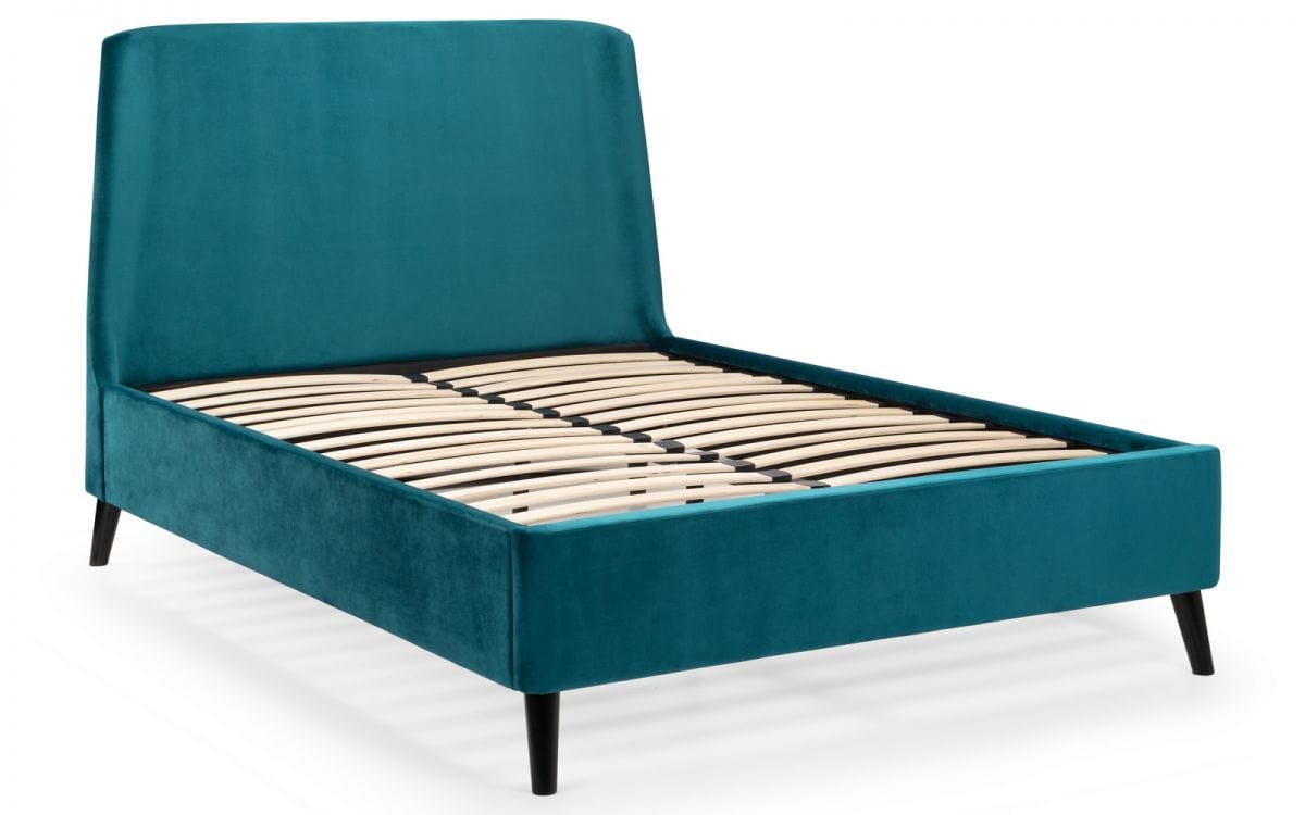 Frida Curved Velvet Bed - Teal – Julian Bowen, view 3