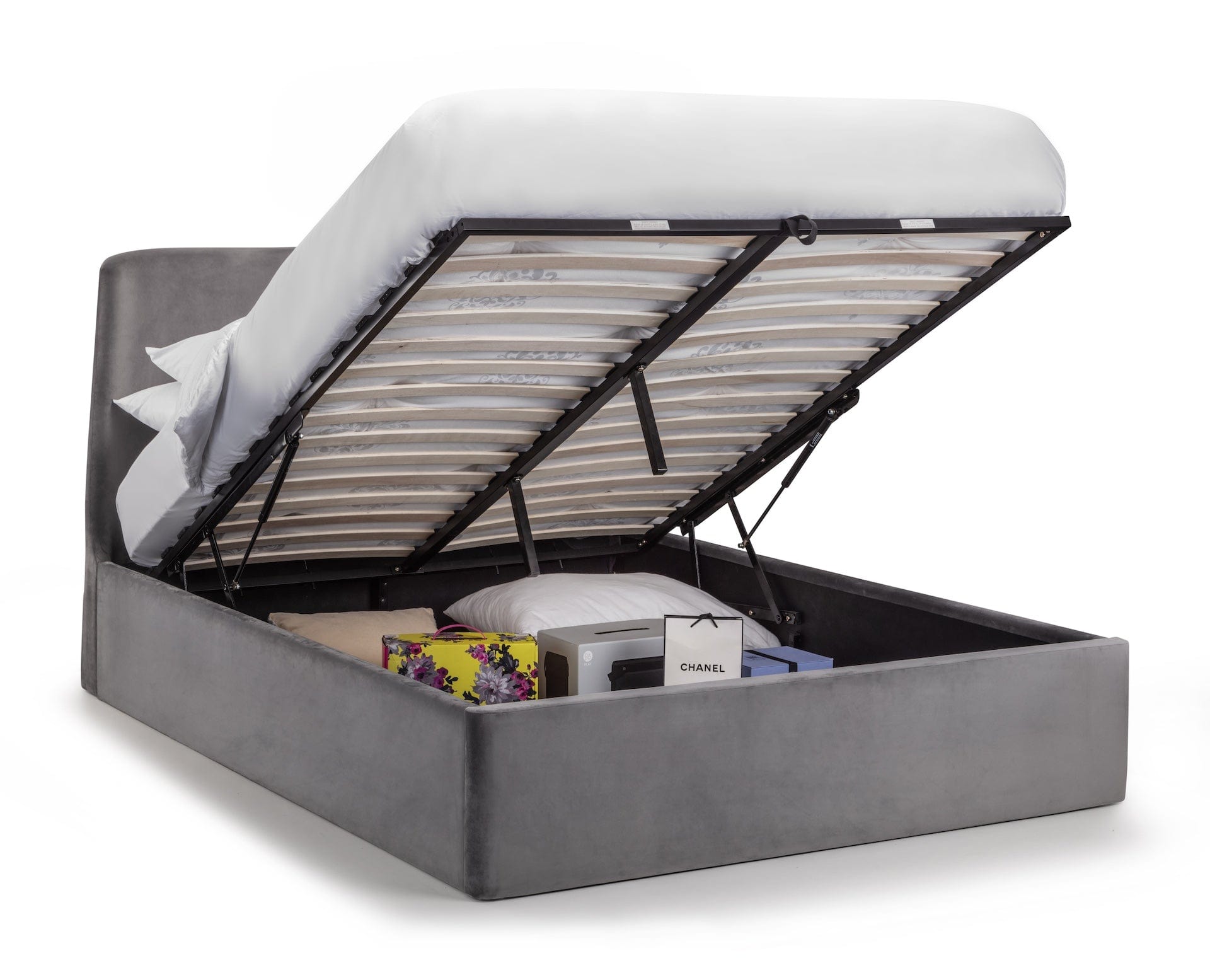 Frida Storage Ottoman Bed - Grey – Julian Bowen, view 3