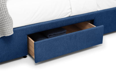 Julian Bowen Fabric Bed Fullerton 4 Drawer Bed - Blue Bed Kings