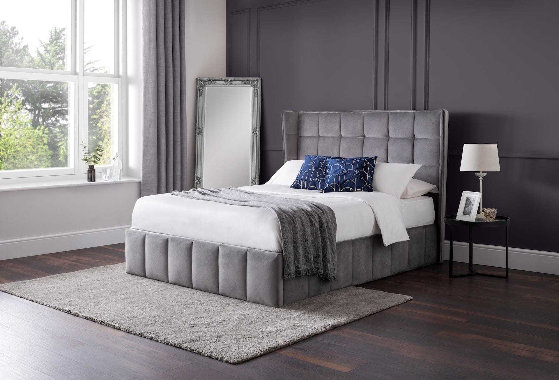 Gatsby Storage Ottoman Bed - Light Grey – Julian Bowen, view 3