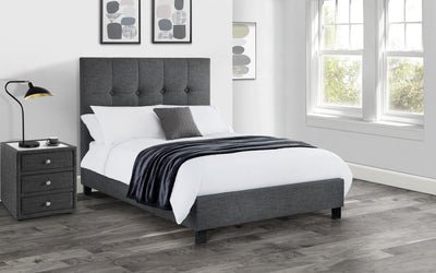 Sorrento High Headboard Fabric Bed - Slate Linen – Julian Bowen, view 6
