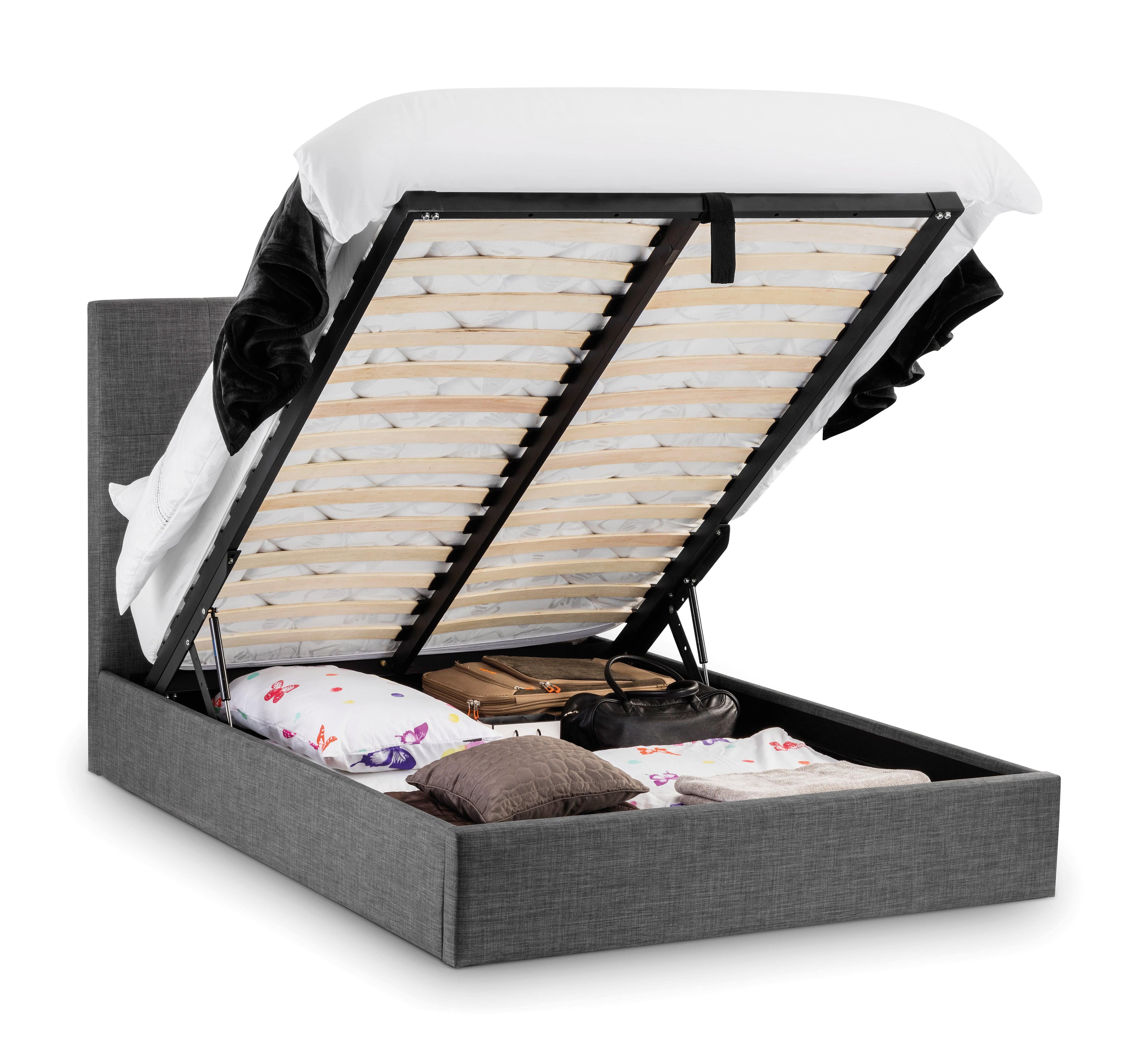 Sorrento Lift-Up Fabric Storage Bed - Slate Linen – Julian Bowen, view 2