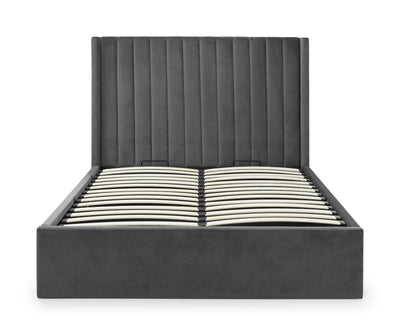 Langham Scalloped Headboard Storage Bed - Grey – Julian Bowen, view 2